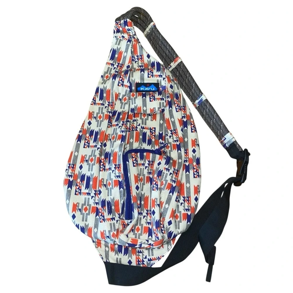 KAVU Rope Sling Bag Tribal Geometric Print Crossbody Backpack